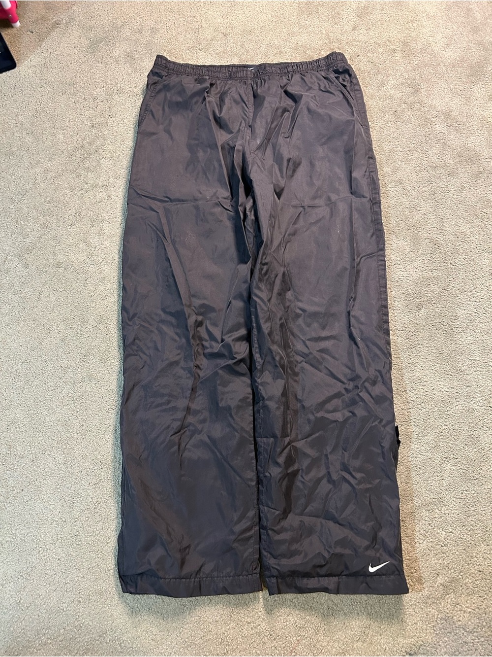 Vintage 90s Nike Baggy Wide Leg Track Pants Black Y2K Embroidered Large